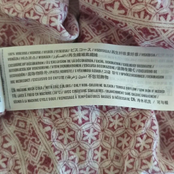 Abercrombie &‎ Fitch Red & White Patchwork Tie Neck Peasant Top Size S - Picture 7 of 9